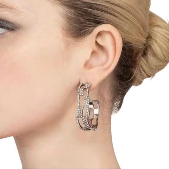 Alexis Bittar Encrusted Lattice Hoop Earrings - Picture 2 of 7